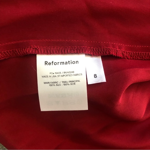 Reformation Red Silk Puff BoatNeck Midi: PRINCESSCORE COTTAGECORE ROYALCORE - Picture 13 of 15